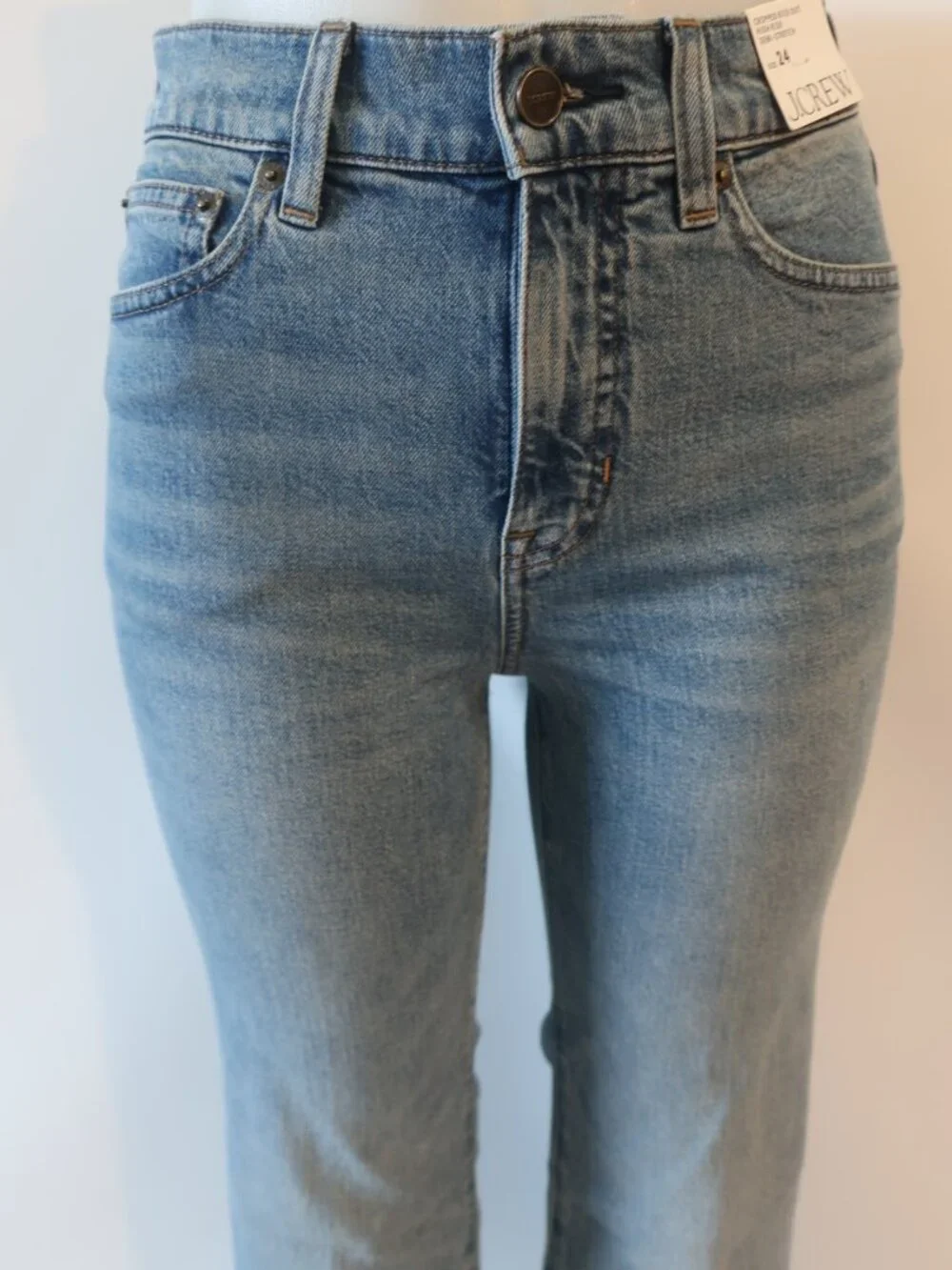 NWT Womens J. Crew Blue (Item- 19) Semi-Stretch High Rise Crop Kick Out Jeans 24